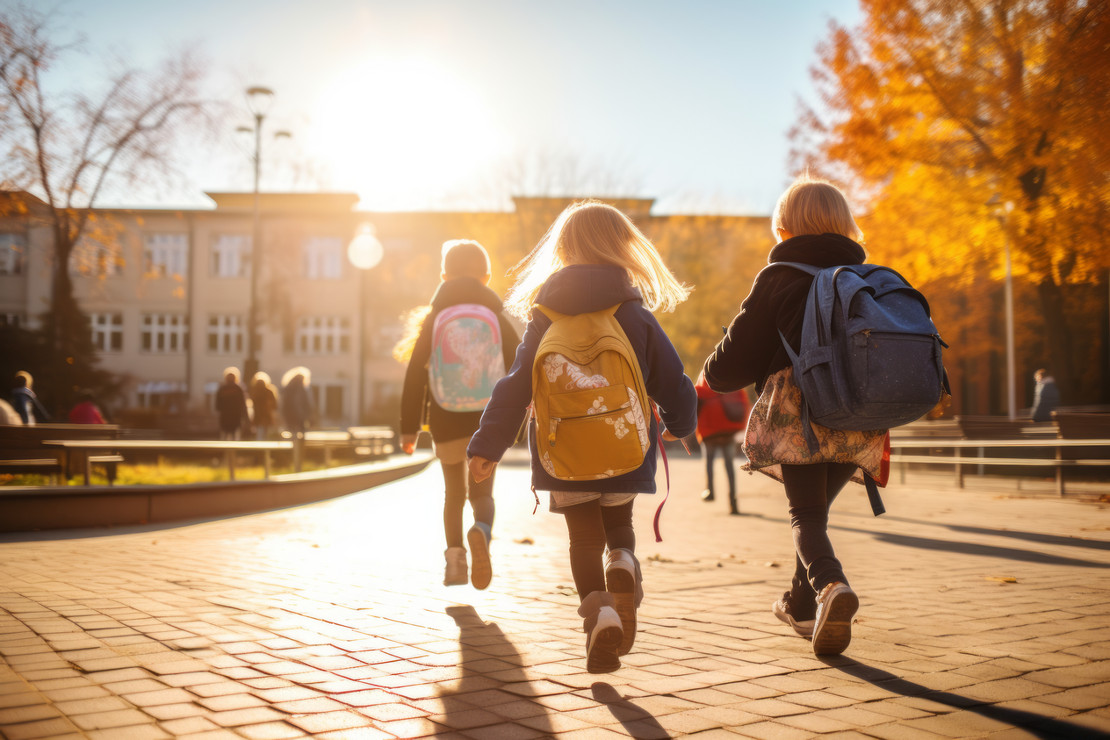 Kinder auf dem Schulweg